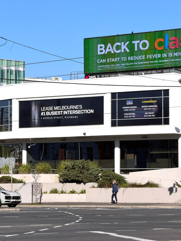 Colliers & LemonBaxter For Lease sign by OMSCO Colliers & LemonBaxter For Lease sign by OMSCO